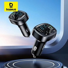 차량블루투스 Baseus FM 송신기 자동차 핸즈프리 블루투스 MP3 변조기 플레이어 듀얼 USB 34A 차량용 충전기 오디오 휴대폰 충전기용, 1)Black, 1개