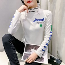 겨울 새 여자 골프 의류 여자 골프 탑 하프 하이 칼라 기모 베이스 셔츠 여성 패션 레터 프린트 티셔츠 여성용 긴팔 이너 탑 골프 티셔츠