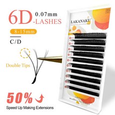 LAKANAKU 6D W 모양 속눈썹 연장 C/D/DD 컬 두 팁 3D W 프리메이드 볼륨 팬 소프트 클로버 블룸 개별, 01 C, 01 0.07mm, 09 MIX, 1개