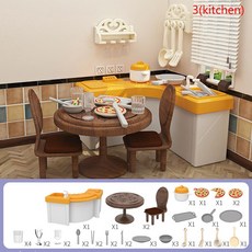 1세트 인형 집 가구 용 장난감 놀이 미니 선물, 02 3kitchen, 1개