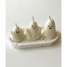 유령3종캔들+석고트레이 선물세트, 유령3종캔들+석고트레이 세트, 화이트머스크