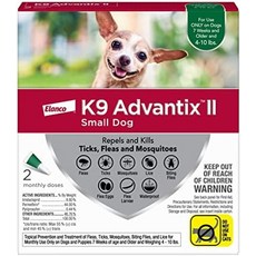  소형견용 k9 advantix ii 벼룩 및 진드기 예방(4-10파운드) 2팩, 작은 개 전용 