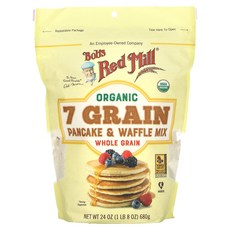 Bob's Red Mill 유기농 7가지 곡물 팬케이크 & 와플 믹스 통곡물 680g(24oz), Bob's Red Mill 유기농 7가지..., 680g, 1개