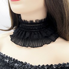 체인 목 액세서리 블랙 넓은 라인 레이스 항목 초커 여성 경대 가리다 후두결 흉터 페이크 칼라 넥워머 화이트