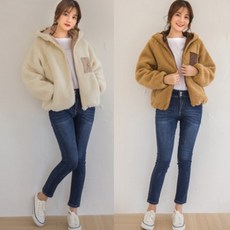 여성 캐주얼 후리스점퍼 데일리 기본핏 양털 후드 점퍼 뽀글이 자켓 가을 겨울 2컬러