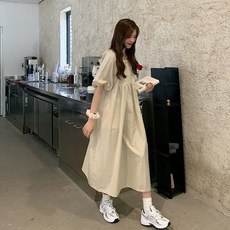 프렌치 소녀 스쿨룩 디자인 부드러운 롱 원피스