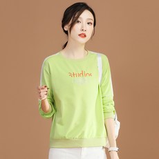 자수 풀오버 화이트 키큰여자맨투맨 봄옷 와이드 루즈핏 봄가을 얇은