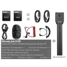 무선마이크 색소폰 공연용 Godox-morelink II M1 M2 마이크 2.4G 무선 송신기 수신기 전 방향 Lavalier 스, 08 M1 II add ML-H
