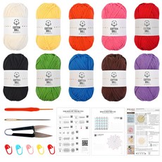 니뜨 코튼돌 뜨개실 10볼 코바늘 DIY 패키지, 1세트, 혼합색상 1세트, 무지개