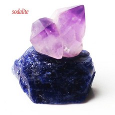 1 pc 혼합 천연 자수정 크리스탈 클러스터 락 러프 스톤 미네랄 견본 reiki 치유 장식 다채로운 선물, (350850)sodalite
