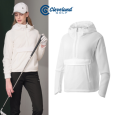클리브랜드골프 클리브랜드골프 플리스 우븐배색 여성 반집업 후드 아노락/골프웨어_CGWJK23134