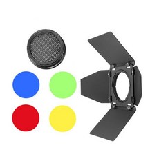 Godox AD300Pro 플래시 라이트 액세서리 전구 Snoot Honeycomb Barndoon Reflector Elinchrom Broncolor Pr, 04 Barndoor Kit DB10