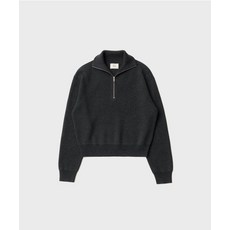 ANOTHER OFFICE 23AW Women Volume Half Zip-up Knit (Onyx)