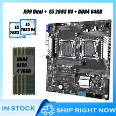 X99 듀얼 CPU 마더보드 콤보 제온 E5 2683 V4 DDR4 64GB RECC 최대 256GB 지원 M2 NVMe VGA USB30 10 SATA30