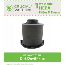 Crucial Vacuum 프리 필터 교체-Dirt Devil 부품 번호 1JW1100000 및 2JW1000000 Dirt Devil F16 HEPA 스타일 필터 및 폼 프, 단일옵션