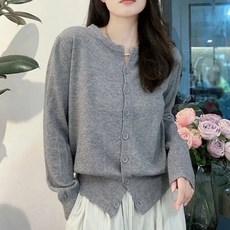 여성 라운드넥 긴팔 가디건