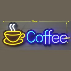 LED간판 영업중간판 오픈간판 아크릴간판 식당간판 미니간판 카페간판 전광판 led보드 네온사인 포맥스 잔coffee 75x25cm