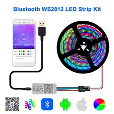 개별 주소 지정 가능 RGB LED 스트립 라이트 블루투스 컨트롤러 USB 케이블 키트 IP65 방수 SP110E 30 60 1