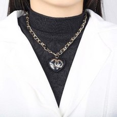 가죽 체인 쇄골 목걸이 공식홈페이지 솔루션으로 브론즈오메 블랙 끈 피치 레터링