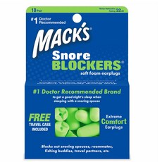 Macks 스노어블락커 수면귀마개 그린 + 케이스, 1개 20개입