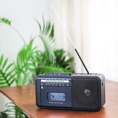 코비 레트로 아날로그 카세트 플레이어 테이프 라디오 녹음 메모리 재생 CMC-350F, 코비 CMC-350F, 블랙