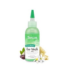 TropiClean Cocoa Butter Ear Wash for Dogs & Cats | 개와 고양이를 위한 TropiClean 코코아 버터 귀 세척제 | 무알코올 개 귀 청소기, 코코아 버터 귀 세척, 1개, 113.4g