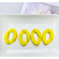4개) 무광 아크릴 체인고리-대(27x20mm), 옐로우