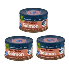 울월스 알래스카 연어 통조림 스모크 Woolworths Salmon Naturally Smoked, 3개, 95g