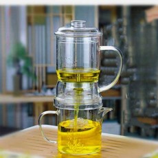 벨라시엘 투명 자동티팟 찻주전자 찻잔 다기 인퓨져 세트 드립, 포트 + 빅사이즈컵 +컵6개(B형)포장박스