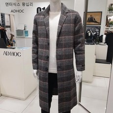 [엔터식스]애드혹 남 핸드메이드 슬림오버 체크롱코트HVAHC22