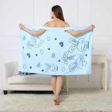 수건 목욕 가운 여성용 로브 퀵 드라이 마이크로 화이버 웨어러블 소프트 랩 스파 비치 바디 샤워 목욕 가운 나이트웨어목욕 수건 바스타월, 청색, 1개