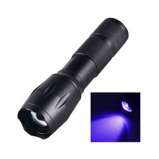 강력한 365nm 395nm LED UV 라이트 3W 줌 자외선 손전등 후레쉬 밀리터리 등급 전술 랜턴 토치 전갈 잡기용, No Battery, 1개