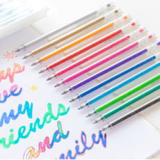 콜린 캘리그라피 반짝이펜 12색 세트 젤펜 색칠하기 드로잉, 1세트, 반짝이펜 12색세트