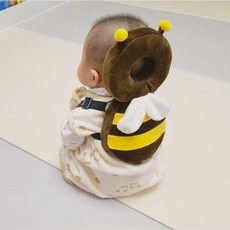 아기 머리 베개 낙상 방지 캡 통기성 유아 유아용 낙하 방지 머리 보호 패드 학습 좌식 베개 유물, 갈색/검은벌 대형 플란넬