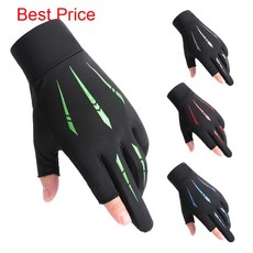  신제품 남녀 공용 얼음 실크 자외선 차단 통기성 있는 얇은 낚시 야외 스포츠 미끄럼 방지 두손가락 20 쌍, 5.육군 녹색 - One 사이즈 