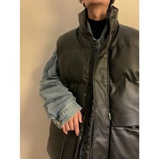남성패션 패딩조끼 pu 레더 조끼 추동 루즈핏 아우터 나시 민소매 기모 면 코트 DL4
