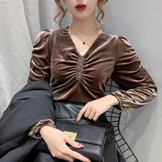 여성 가을 겨울 벨벳 블라우스 여성 가을 겨울 벨벳 블라우스