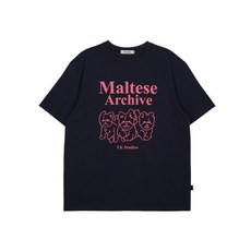 WAIKEI 53 말티즈 아카이브 라인 그래픽 반팔티셔츠 네이비 Maltese archive line graphic half sleeve tshirts NY YE