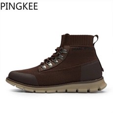 PINGKEE 슬립온 스트레치 니트 어퍼 얼트메이트 컴포트 남성용 캐주얼 신발 스니커즈 겨울 스노우 하이킹 부츠 스타일리시