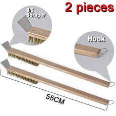 피자 오븐 구리 브러시 강모 황동 나무 손잡이 그릴 청소, 9.Scraper Brush 2 .., 1개