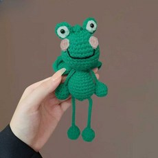 뜨개구리 인형 키트 뜨개질 패키지 양모 완제품 뜨개, 상세 페이지 참고, MG0650-만화 녹색 개구리 머리끈