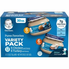 Gerber Purees 2nd Foods 거버 2단계 이유식 치킨 칠면조 맛 71g 12팩