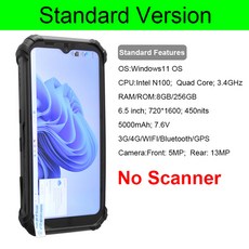 8G RAM 256G ROM 6 5 인치 GPS 4G 카메라 1D 2D 바코드 스캐너 와이파이 블루투스 견고한 IP67 휴대용 PDA 윈도우 11 OS 미니 태블릿, Standard Version, 미국