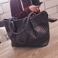 여성 소가죽 큰가방 위빙 쇼퍼백 토트백 숄더백 검은색