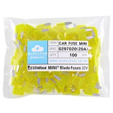 미니 카휴즈 자동차용 퓨즈 리틀휴즈 소형 블레이드휴즈 ATM DC 32V Car Fuse Littelfuse Mini Auto Blade Fuse, 10개, 미니 20A