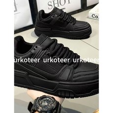urkoteer 남성화 에어로빅 캐주얼 통굽 블랙 화이트 보드화 남성 방수 미끄럼 방지 키높이화 스포츠화DL12013