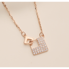 TQueen 18k 목걸이 모던 큐빅 사각 팬던트 목걸이 데일리