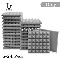 차음 흡음 방음 소음 스튜디오 어쿠스틱 폼 패널 스폰지, 12 Pcs With Tapes, Gray, High Density