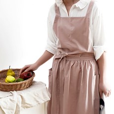 린넨 원피스 롱 앞치마 세련된 유치원 어린이집 꽃집 에이프런, 블루그린