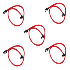 SATA 3.0 III 7 핀 데이터 케이블 직각 6 Gb/S SSD HDD 하드 디스크 코드 나일론 슬리브 (빨간색) 5X 50, 01 빨간, 01 Red 50cm